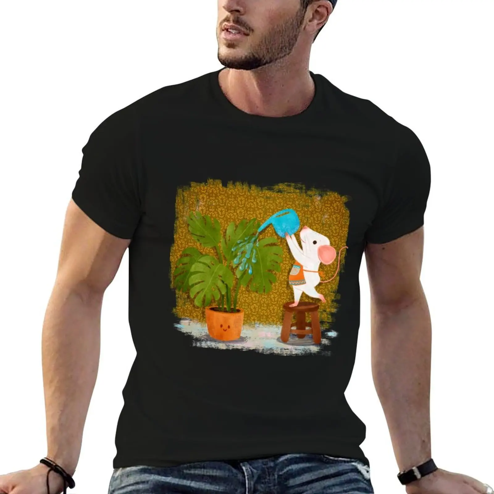 

Mice watering the plants T-Shirt t shirt custom print man t shirts for men casual T-Shirt