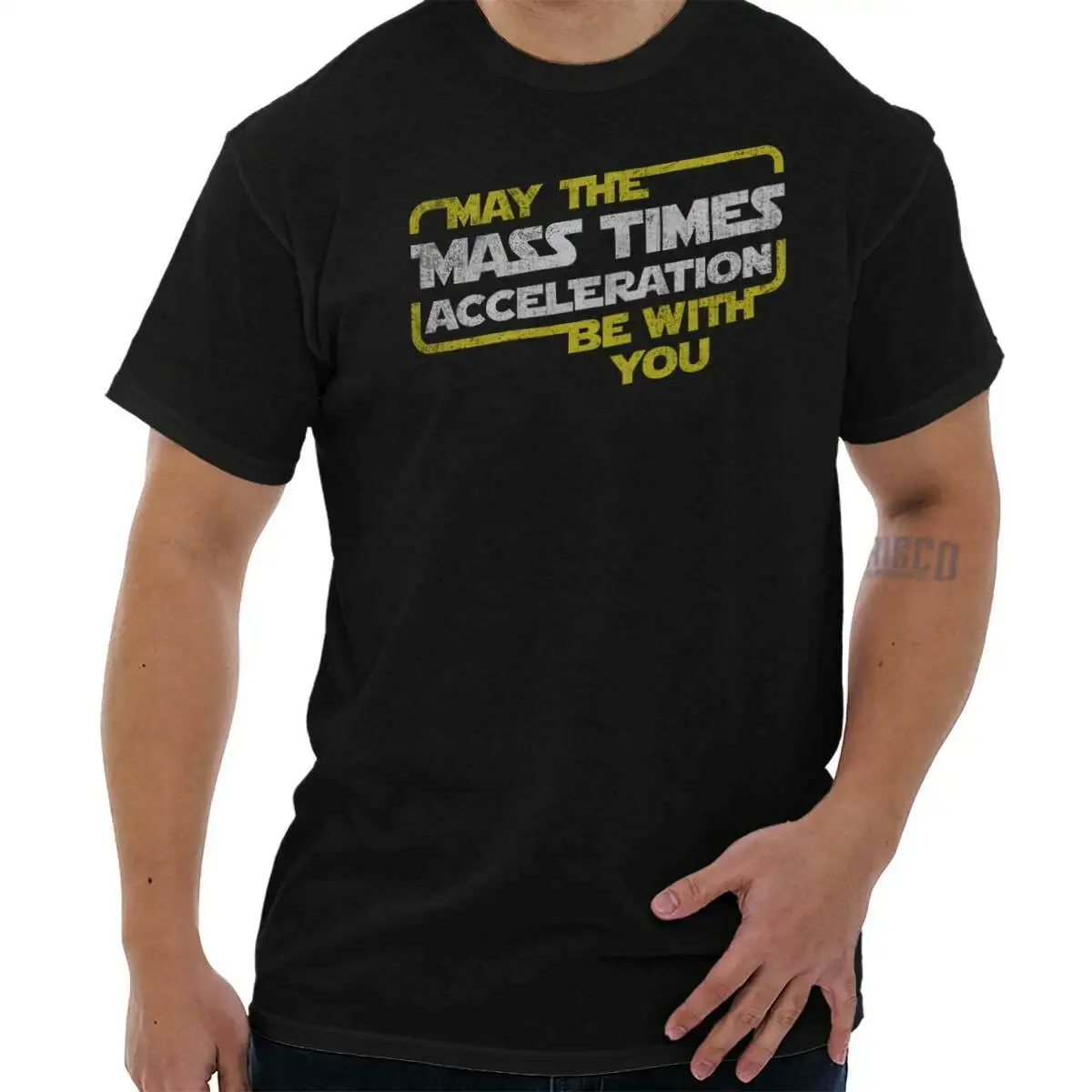 May Mass Times Acceleration Be With You Joke Womens or Mens Crewneck T Shirt Tee