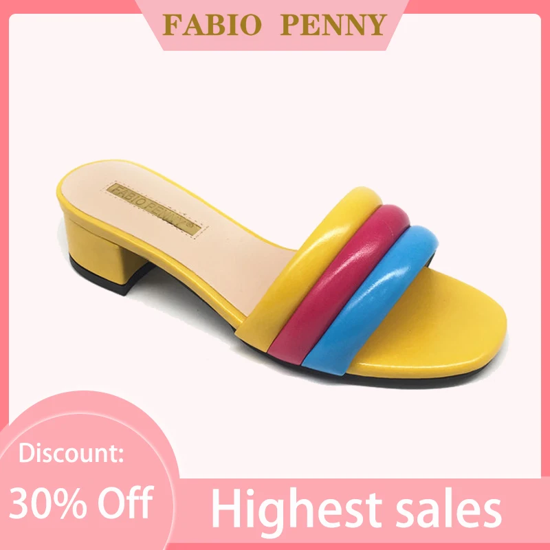 Fashion splicing multicolor women's slippers Nigerian low heel women's shoes