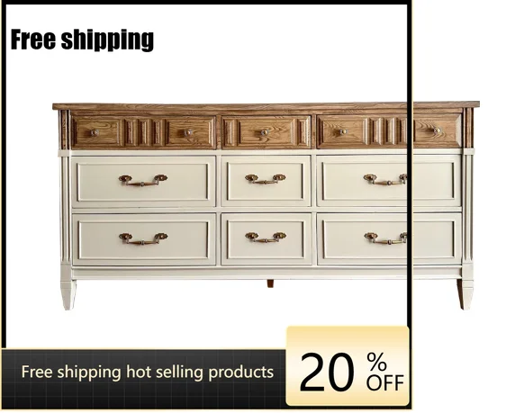 hot  American retro solid wood chest simple living room entrance storage dresser bedside lockerFactory Direct
