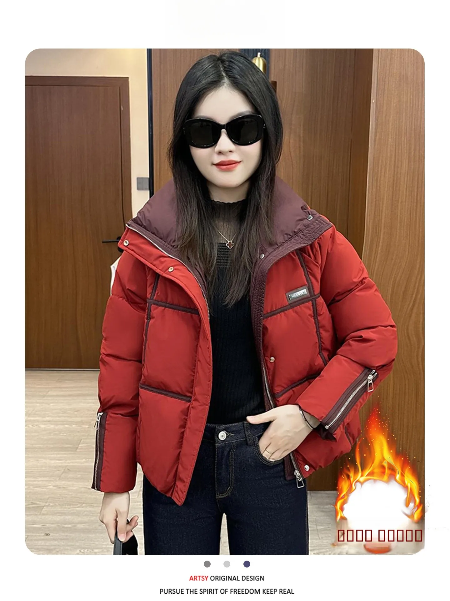 

Faionable ort Padded Jaet Women's Thiened Warm Cotton Coat Winter New Sle Commute Korean Sle Loose Fit Zipper
