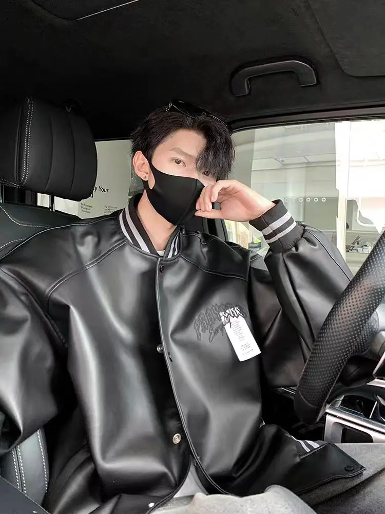 الرجعية الأمريكية بو الجلود Jaet الرجال يندبروف المطرزة البيسبول Sle زوجين ملابس خارجية طويلة Sve زر إغلاق