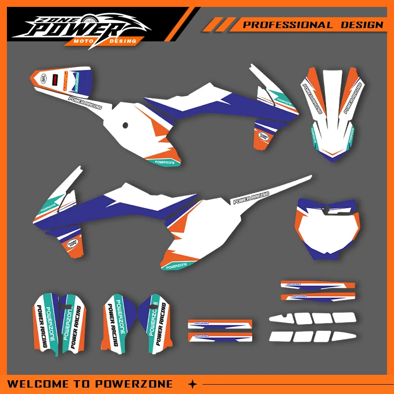 

POWERZONE мотокросс команда графический фон наклейки наборы наклеек для KTM 2016 2017 2018 2019 2020 2021 SX50 индивидуальный номер 01