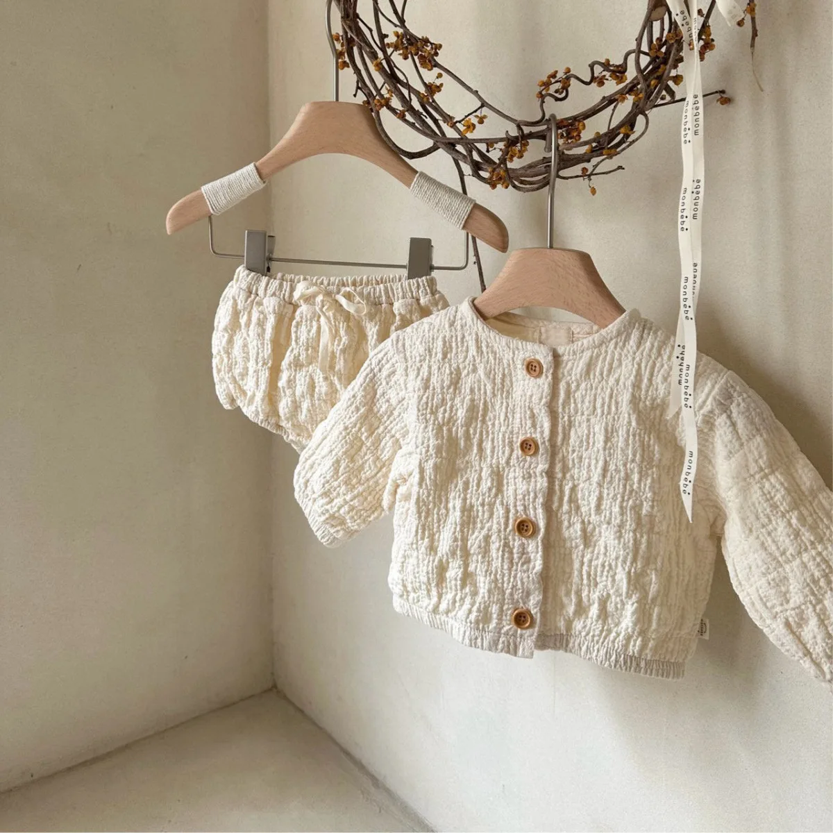 2025 Summer New Baby Girl Long Sleeve Clothes Set Solid Infant Girl Cotton Cardigan + Shorts 2pcs Suit Cute Toddler Outfits