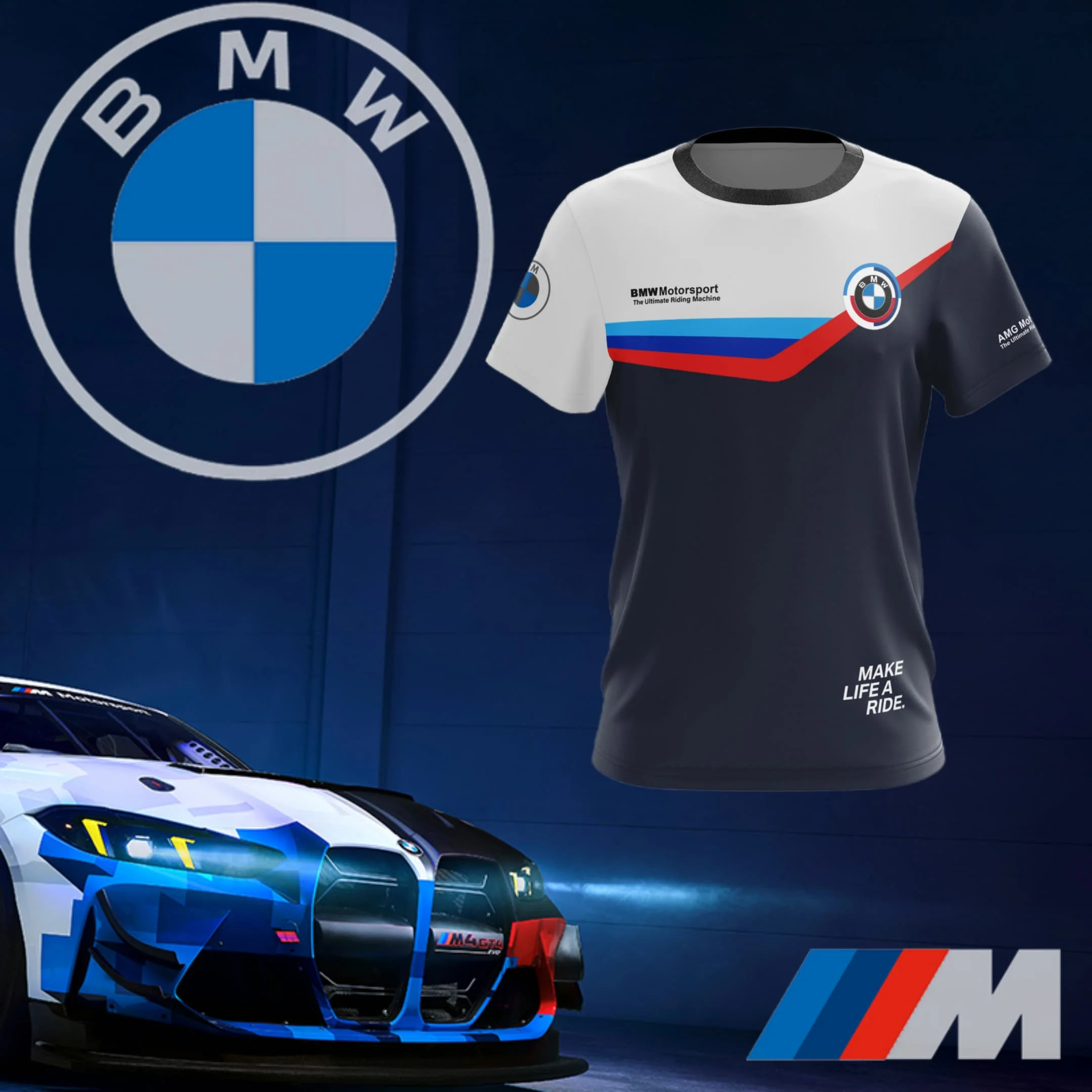 

2025 Summer BMW Stripe Printed T-Shirt High Quality Casual Cycling Short Sleeve Men's Loose Sports High Quality T-Shirt Moto