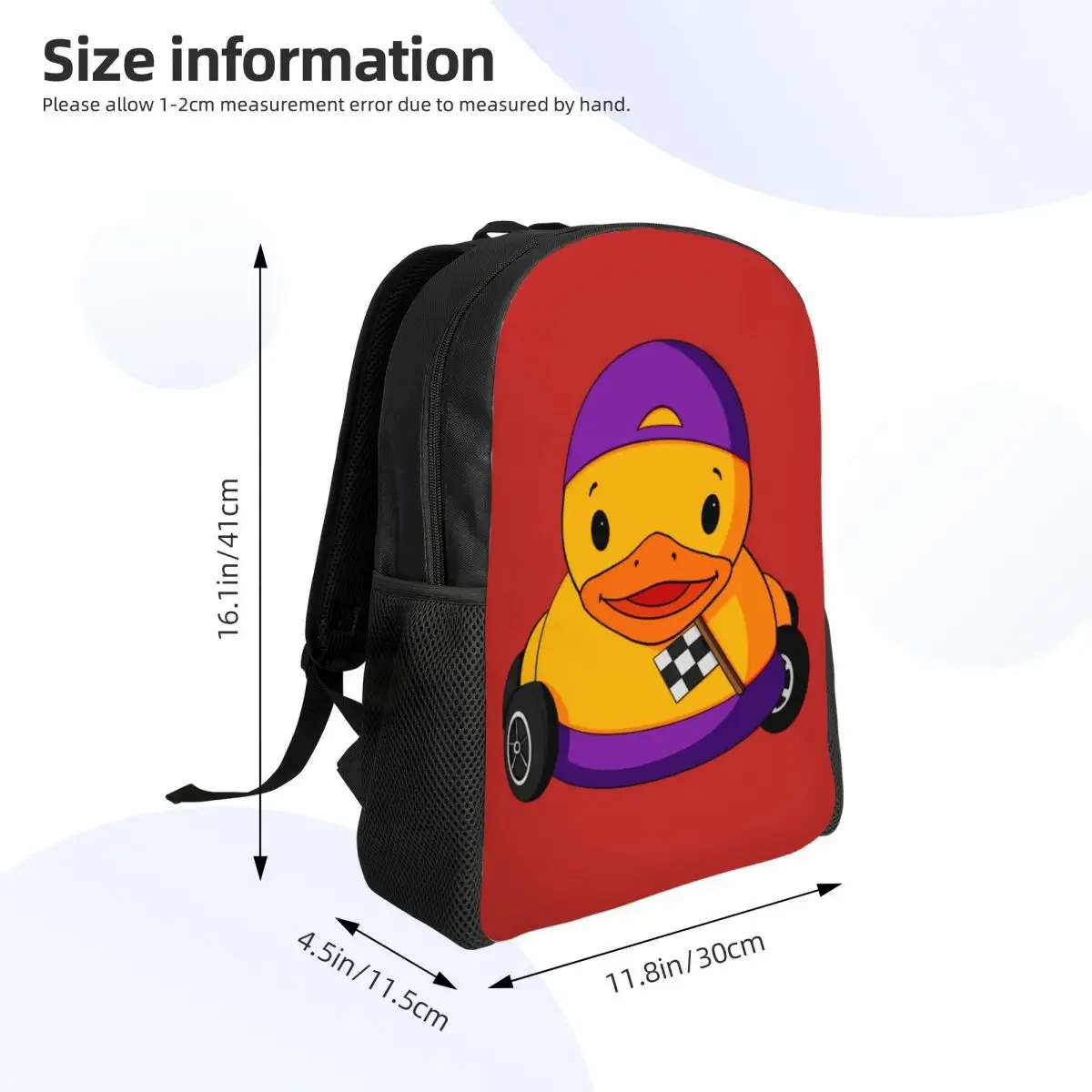 Personalized Car Racing Rubber Duck Backpacks Women Men Basic Bookbag for College School Bags