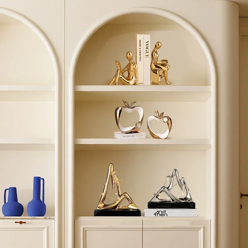 Modern simple Jinshan Yinshan ornament, light luxury high-end living room wine cabinet TV cabinet dining side cabinet