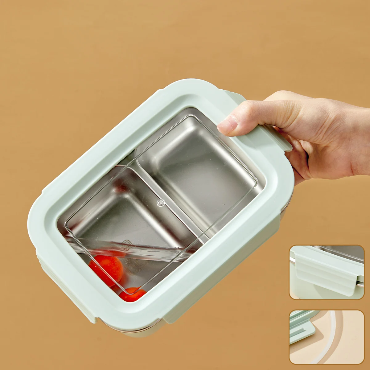 Microwave 304 Stainless Steel Compartment Lunch Box Stackable Leak-proof Student Bento Box Food Container For Cold And Hot Food view 6