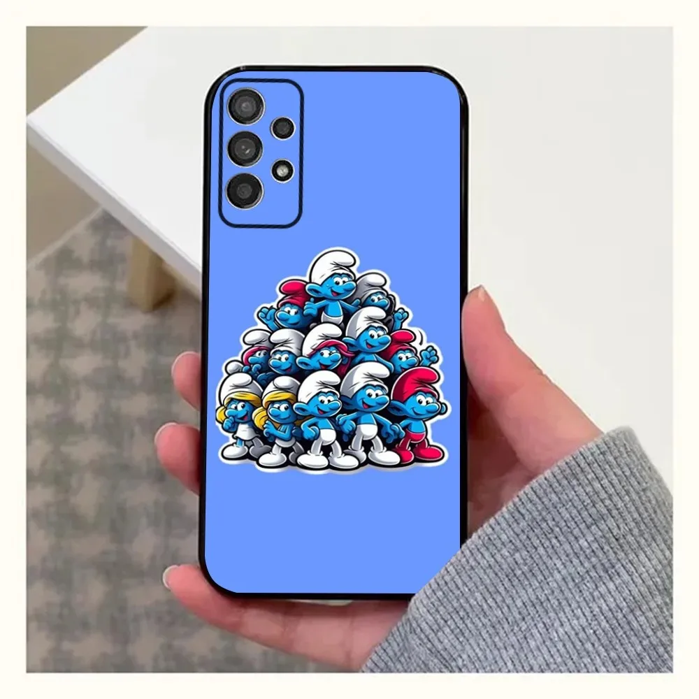 Movie Anime The S-Smurfs Phone Case For Samsung Galaxy A13,A21s,A22,A31,A32,A52,A53,A71,A80,A91 Soft Black Cover