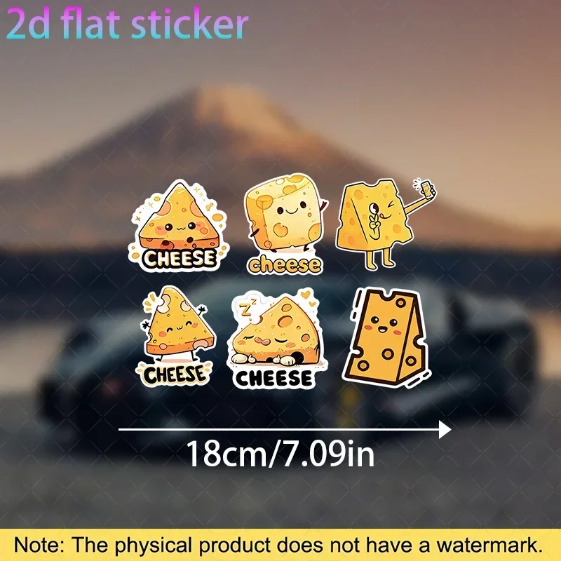 6 قطع/مجموعة ملصقات سيارة تميمة الجبن الممتعة، مجموعة ملصقات ألبان مفعمة بالحيوية لأسطح مصدات السيارة، رائعة لإضافة مظهر جميل