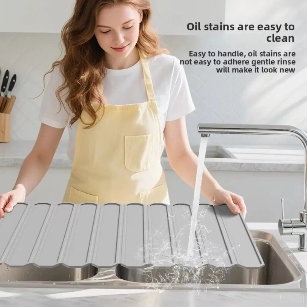 

Quick-drying Kitchen Drying Mat Non-slip Countertop Protector Foldable Dish Drainer Prevents Water Build Up Collapsible