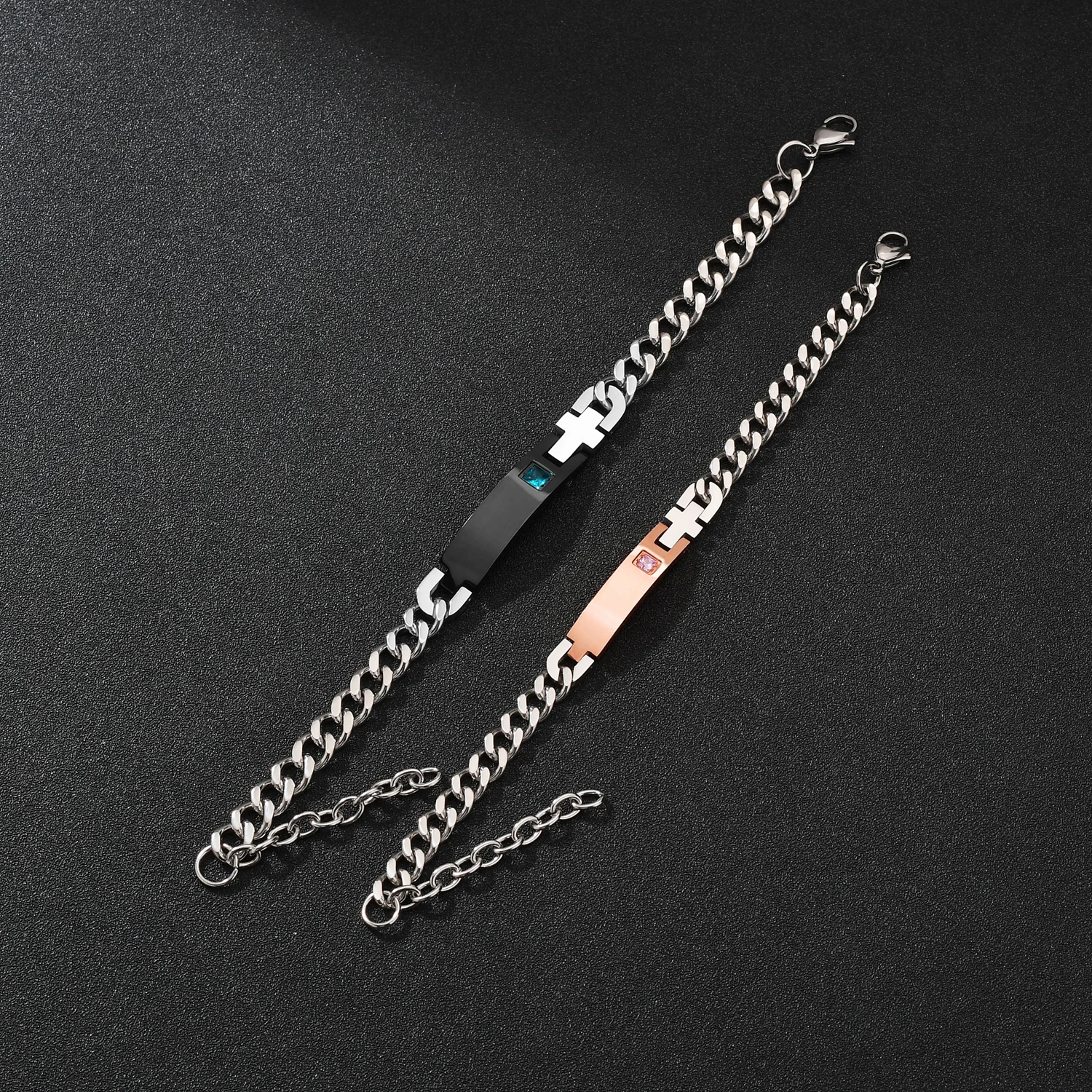 Punk Gold Stainless Steel Thick Hand Chain Bracelet