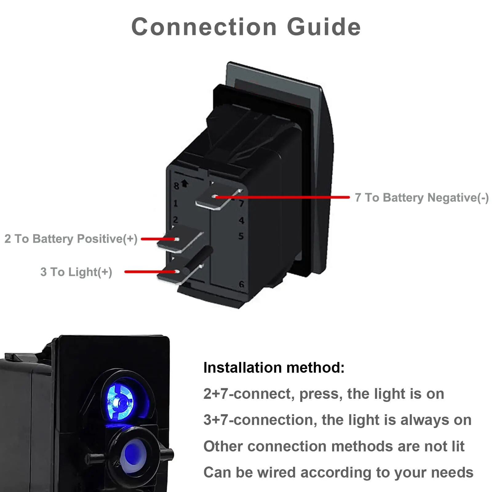 Car Boat Rocker Toggle Switch 12V 24V Push Button Waterproof Marine Switch 20A Lighted Bar ON OFF 3/7 Pin For ATV RV Auto Truck