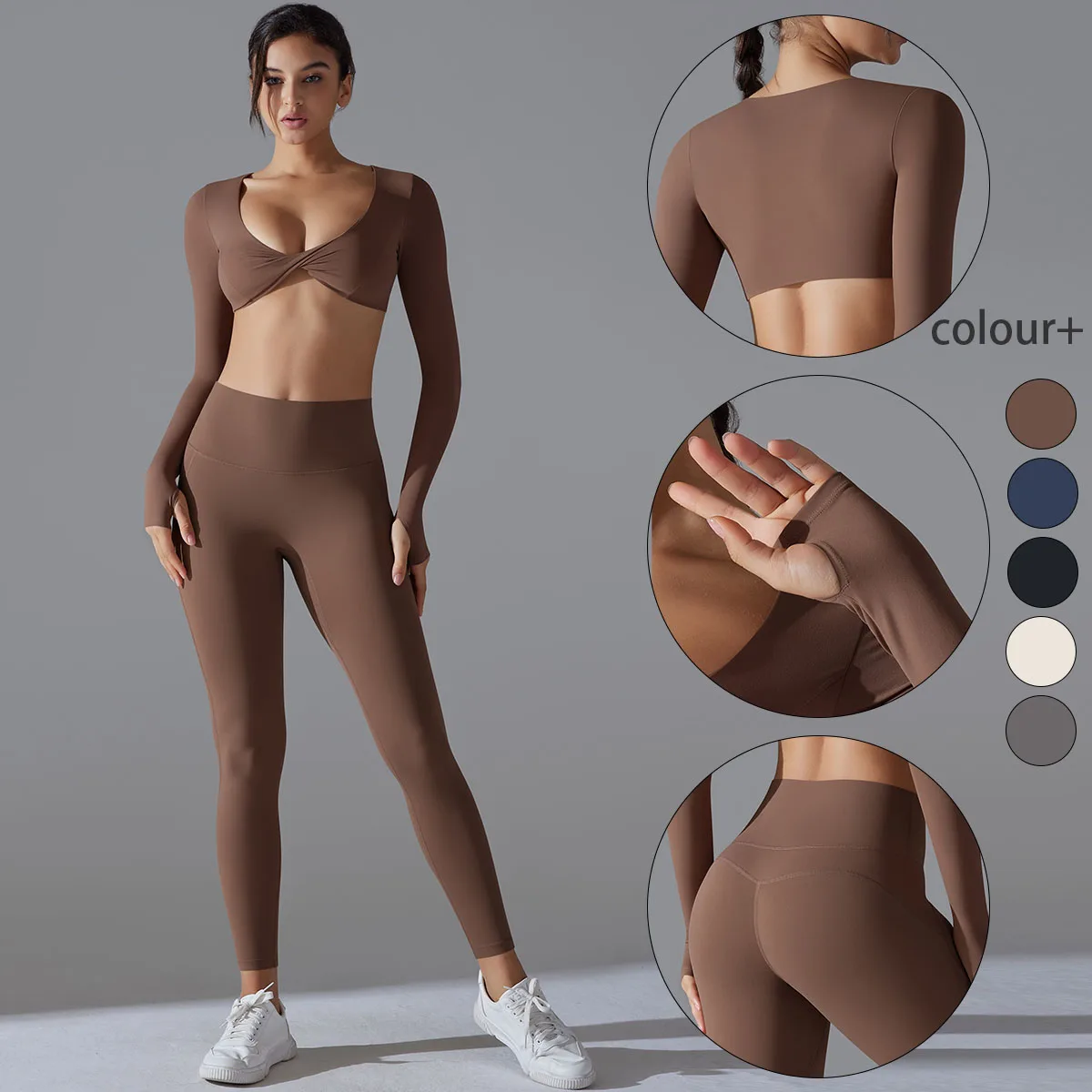 Yoga Suit Sports Set Solid Color Nylon Yoga Bra Gym Seamless High Impact Sports Bra Women's High Waist Outdoors Sport Yoga Pant