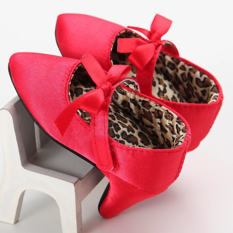 Fashionable baby girl bow high heels princess shoes, comfortable soft soled front shoes suitable for newborns