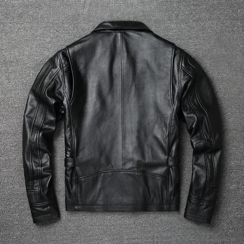 Men Cowhide Coat Vintage Men Leather Jacket Genuine Leather Clothes Men's Winter Jacket Motorcycle Biker Jackets