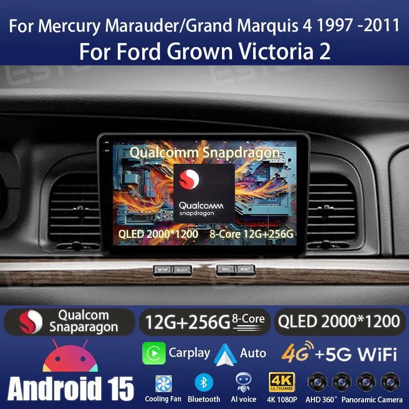 Android 15 Car Radio For Ford Grown Victoria 2 Multimedia Stereo Player NAVI DSP Head Unit Wireless Carplay 360 Camera Audio RDS