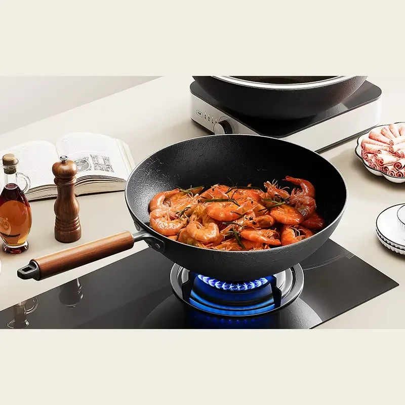 Professional Pure Iron Tortoise Shell Wok High Quality Cookware for Induction Gas Electric Ceramic Stove Chef Kitchen Utensil