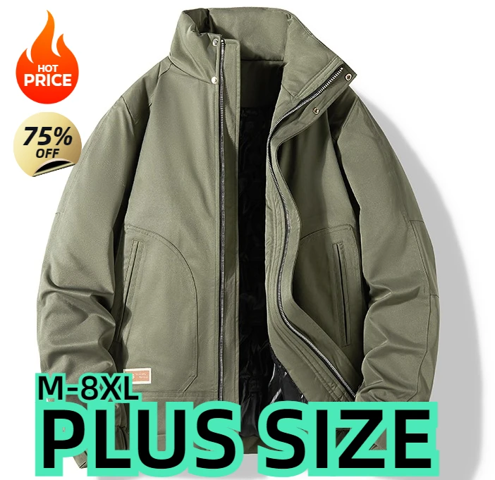 Plus Size Men Jacket Cotton Padded Coat Casual Plus Size Mens Work Bomber Jackets Men's Clothing Baseball Jacket M-8XL 50-145KG