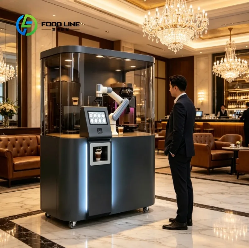 Commercial Intelligent Coffee Robot with Robotic Arm Remote Monitoring Cashless Payment Support for Smart Coffee Kiosk Business