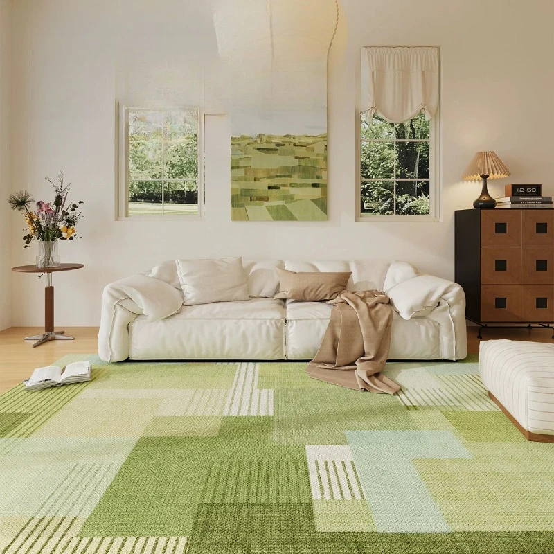Large Area Living Room Decoration Green Carpet Retro Style Rugs for Bedroom Home Washable Floor Mat Anti-slip Cloakroom Soft Rug
