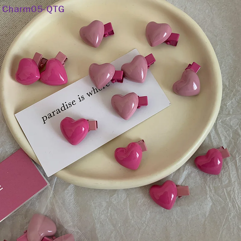 6 uds. de pinzas para el pelo con forma de corazón rosa, estilo coreano, mini pinzas para el pelo para niñas, mujeres, niños, regalo, accesorios para el pelo que combinan con todo.