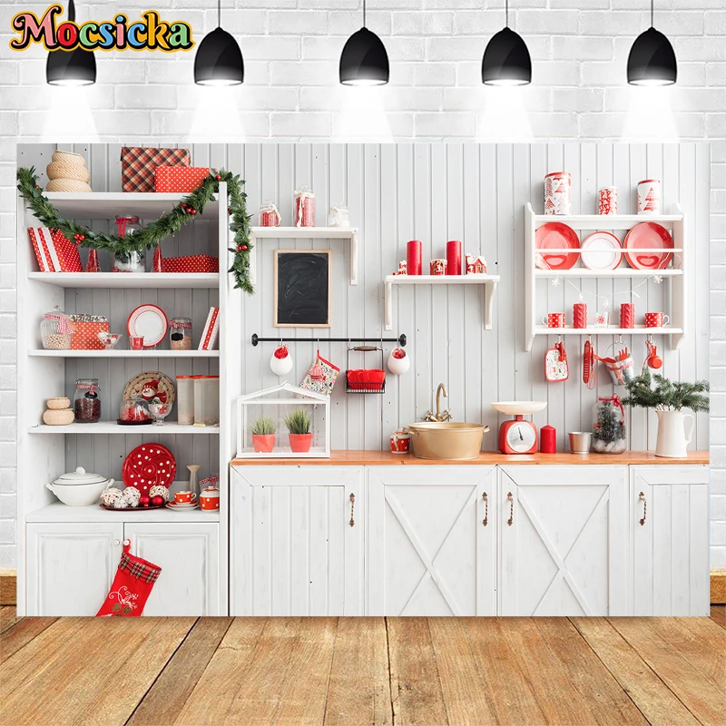 Christmas Photography Background Xmas Tree Kitchen Props Decorations Family Portrait Photography Backgrounds For Photo Studio