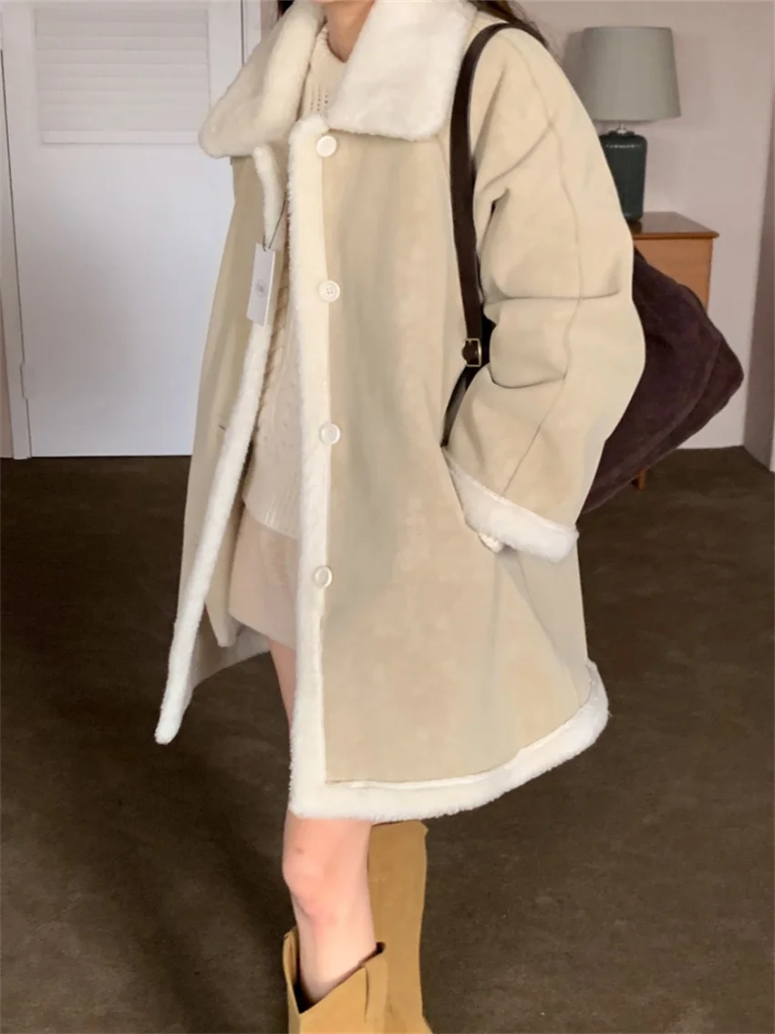 

Alien Kitty Chic Women Gentle Coats Mid-Length Fashion Winter Loose 2023 Office Lady Daily New Slim All Match Elegant Sweet