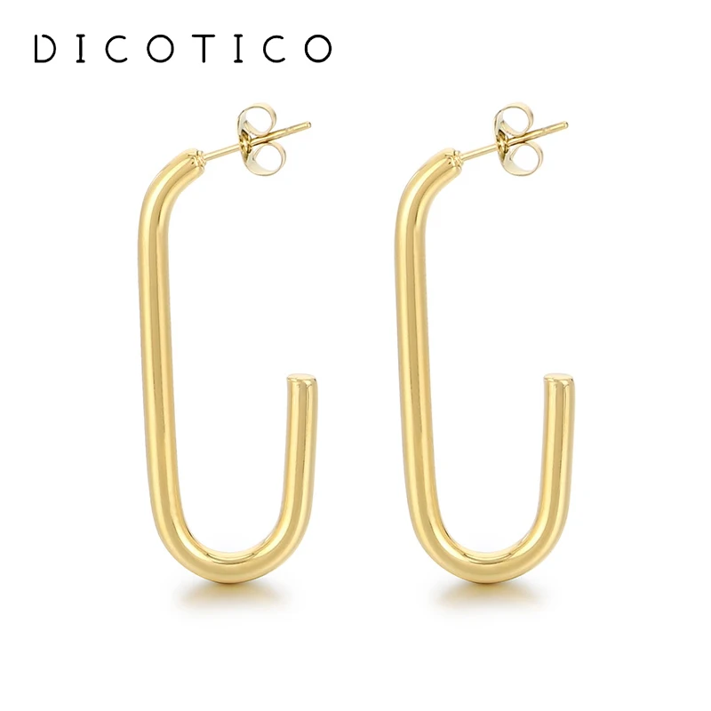 Fashion Stainless Steel Drop Earrings For Women Hollow U Shape Rectangulars Stud Earrings Wedding Party Jewelry Gifts Wholesale