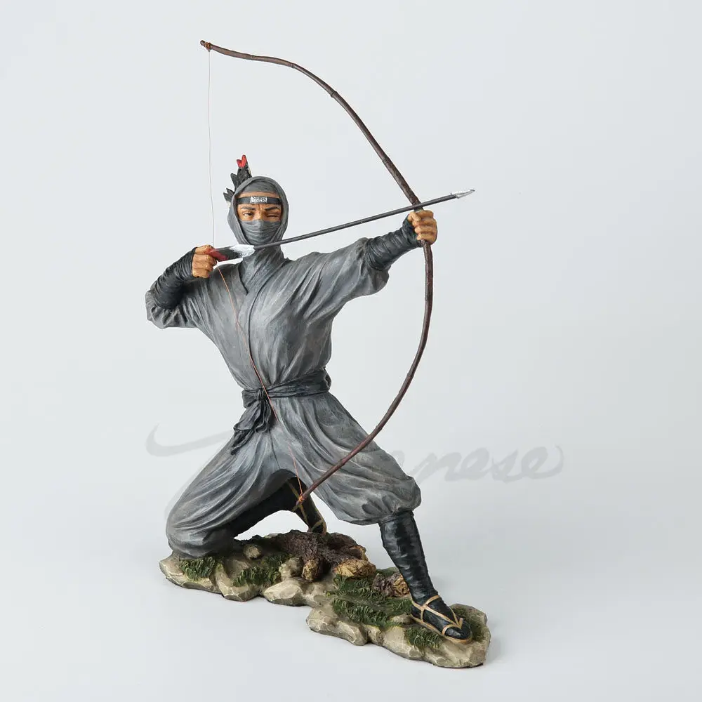 Japanese Ninja Archer Statue Resin Figurine Collectible Model Traditional Warrior Sculpture Home Office Desktop Decoration Gift