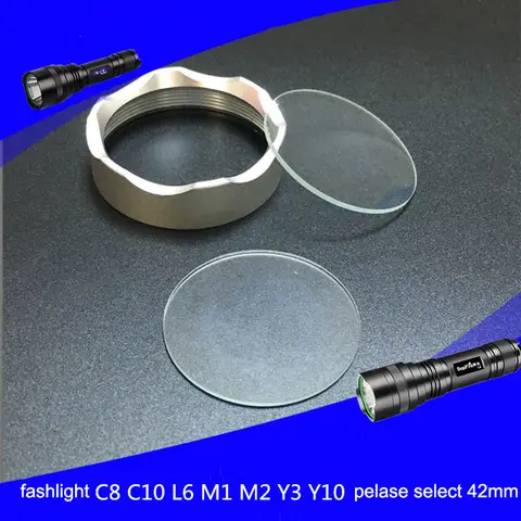 유리 렌즈 플랫 렌즈 손전등 용 토치 렌즈 유리 C8 L6 C10 직경 20 21 38.3 42 51 55 60 63.5 65mm