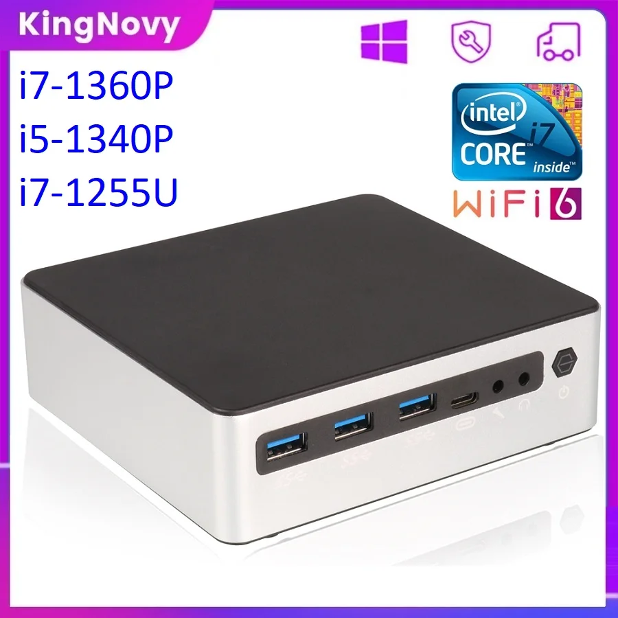 Kingnovy 13th Gen Mini PC i7 1360P 1270P i5-1340P 2xDDR5 2*NVMe Windows 11 NUC Mini Gaming PC Portable Computer 2 LAN HTPC WiFi6