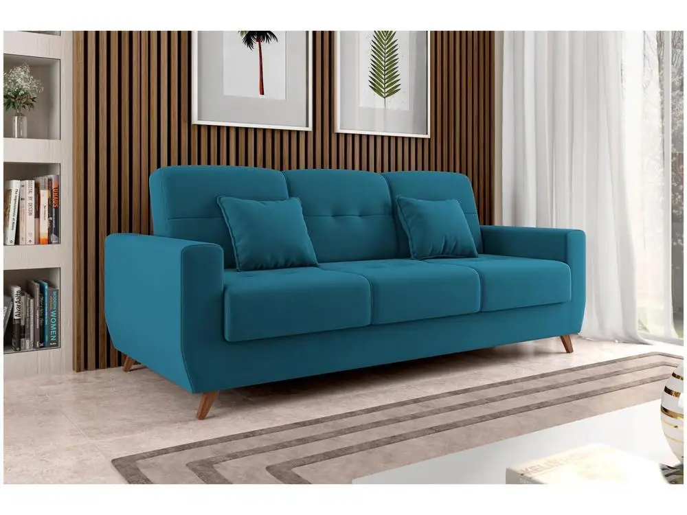 Double Sofa Bed 3 Places with Reclining Chest Velvet Matrix Pâmela