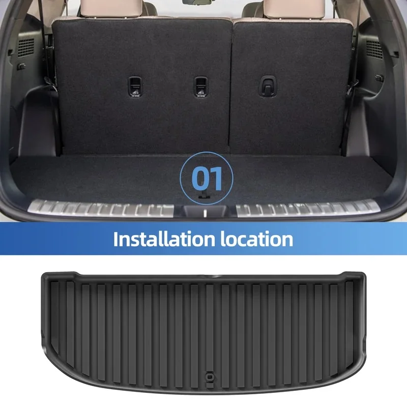 YZ Left Drive for Hyundai Palisade Fuel Version 7Seats 2020-2024 TPE Car Floor Mats Cargo Liner Trunk Pad Accessories Black