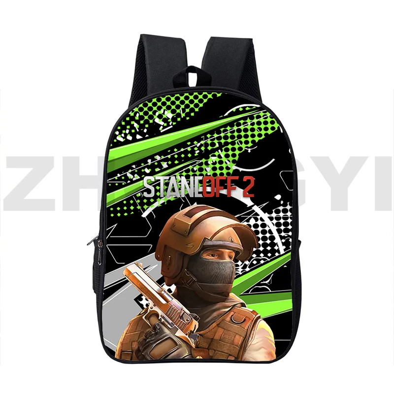 

Men Laptop Travel Bags High School Bags 3D Shooting War Game Standoff 2 Backpacks 16 Inch School Backpack for College Students