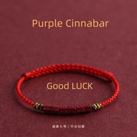 Handmade Natural Purple Cinnabar Beads Bracelet Red Rope Knot Lucky Bangles For Women Men Lovers Best Friends Gift Size Adjust