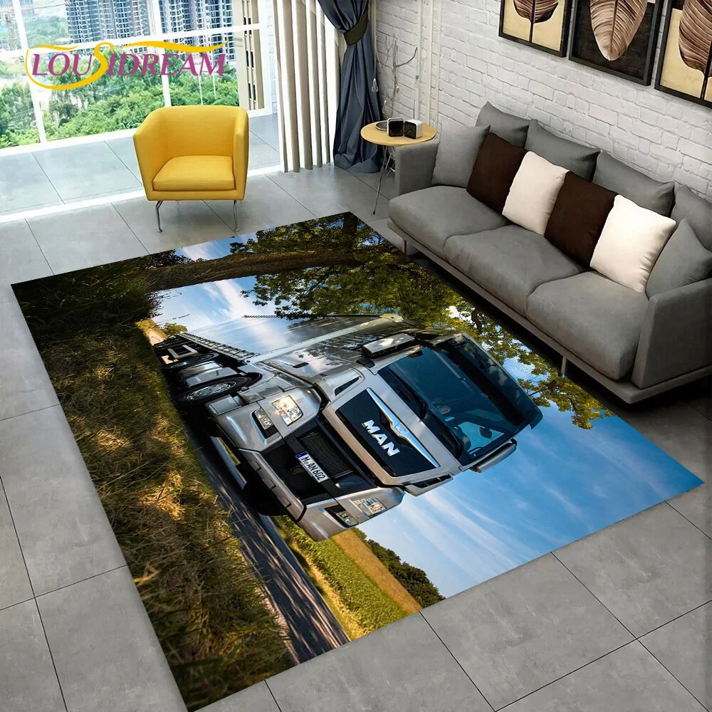 Latest MAN Truck Lorry 3D Printing Carpet Rug for Bedroom Living Room Home Sofa Decoration,Children Game Large Decor Floor Mat