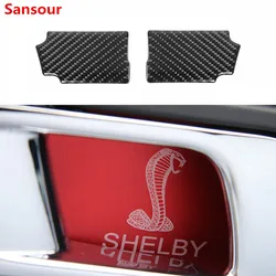 Sansour 2pcs Carbon Filber Inner Door Handle Bowl Patch Panel Decorative Cover For Ford Mustang 2015 2016 2017 2018