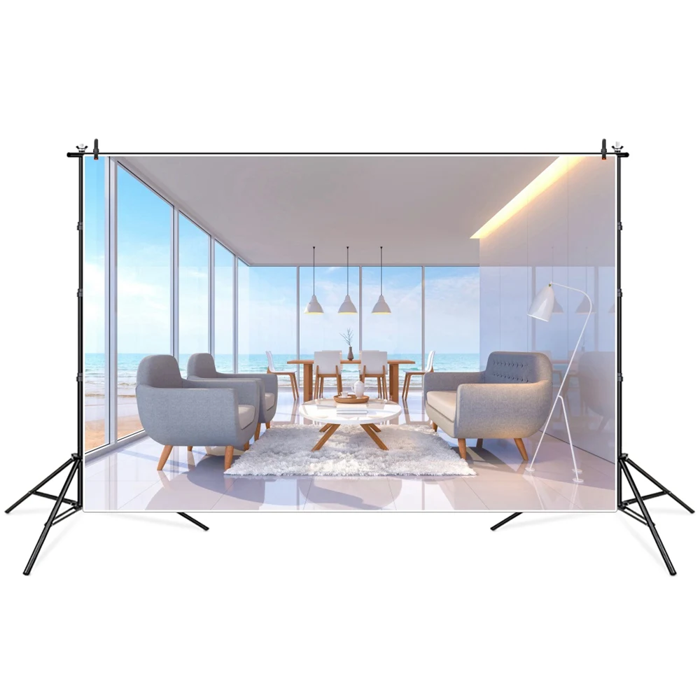 

Seascape French Window Livingroom Interior Photography Background Photozone Photocall Photographic Backdrops For Photo Studio