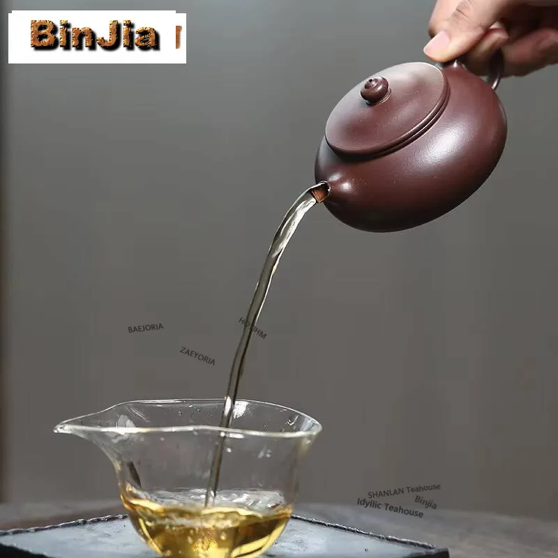 165ml Elegant Yixing Purple Clay Teapots Handmade Pot Raw Ore Purple Mud Tea Soaking Kettle With Infuser Zisha Teaset Cafes Gift