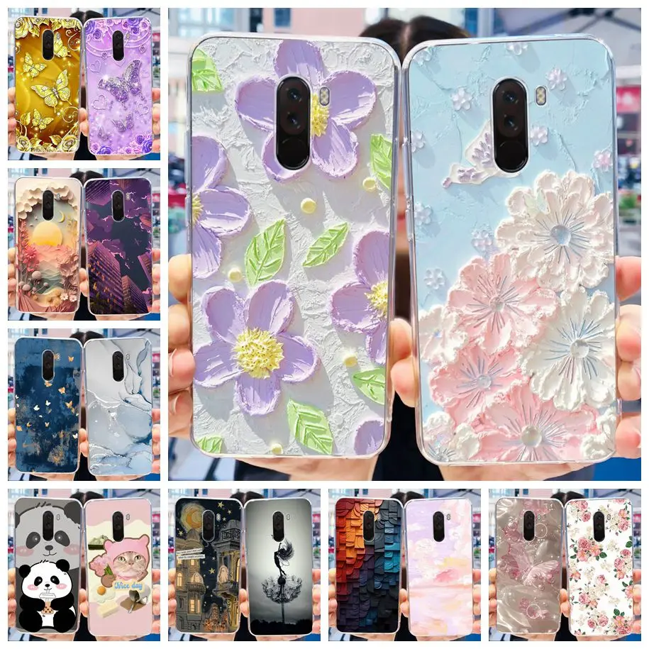 For Xiaomi Pocophone F1 Case Poco F1 Fashion Flower Cover Soft Silicone Slim Phone Case For xiaomi Pocophone F1 Global F 1 Funda