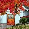 Fall Pumpkin Glass Garden Flag Fall Maple Leaf Leaves Flag double sided Burlap Farmhouse Decor 12.5x18 Inch jjp