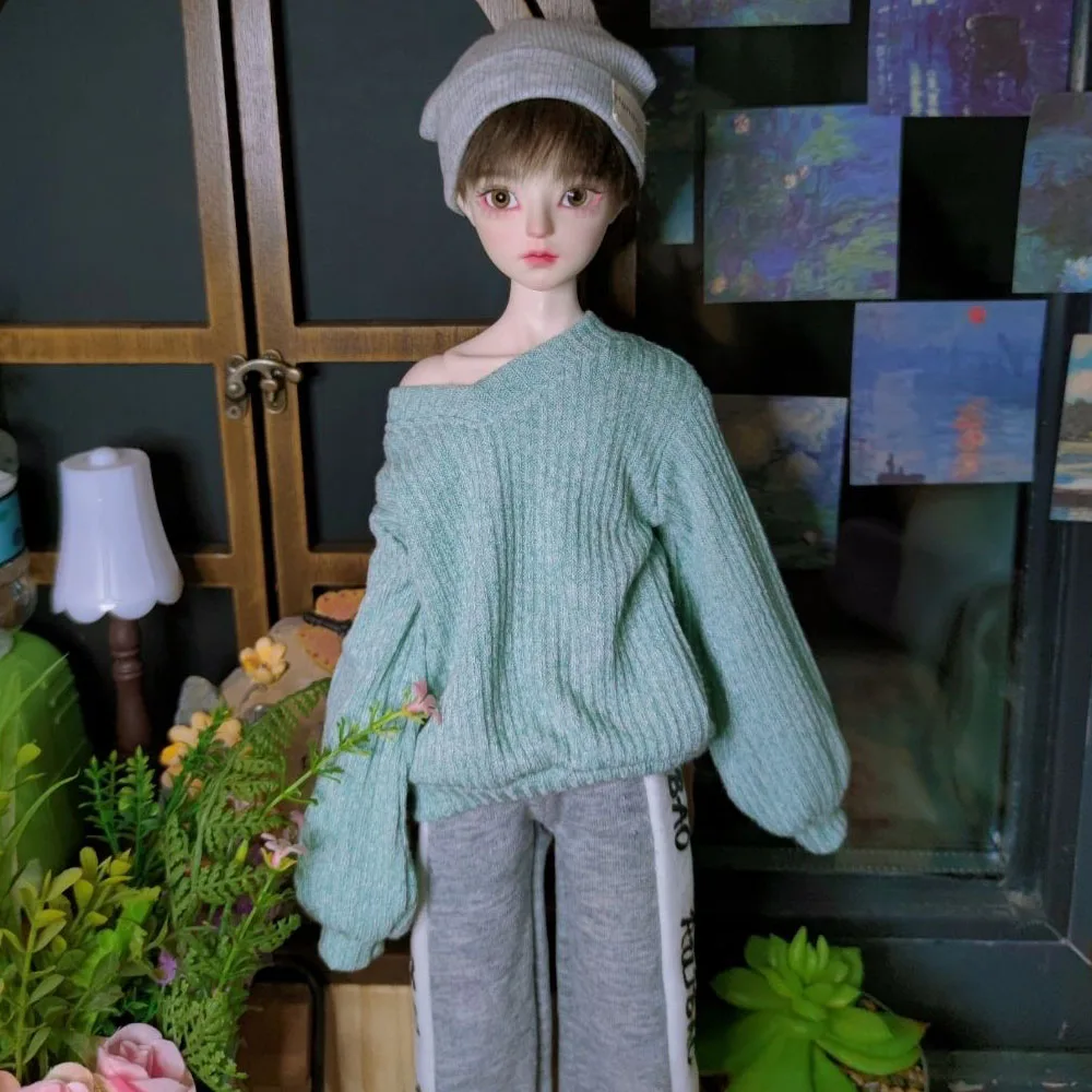 Doll's Clothes for 1/4 Male Female Bjd Doll Long V-neck Sweater Loose Large Type Girl Toys Dress Up Play House Doll Accessories