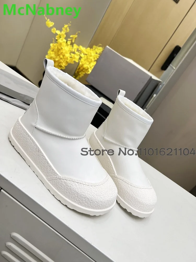 Round Toe Flat With Snow Boots For Female Women 2024 Winter New Slip-on Mixed Colors Warm Anti Slip And Waterproof Fashion Shoes