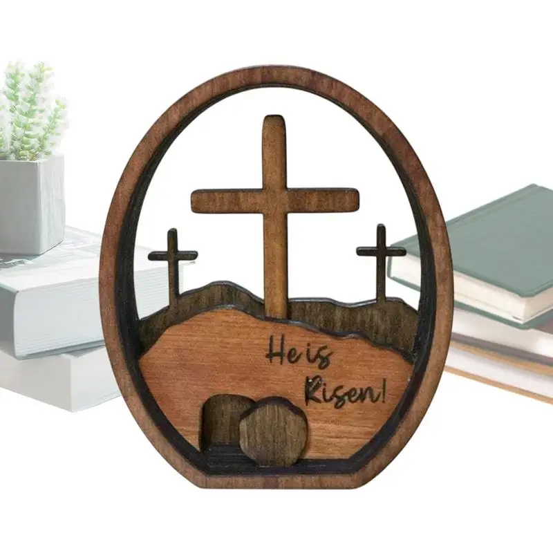 

Empty Tomb Easter Decoration Wooden Empty Tomb Scene Tiered Tray Handcrafted Jesus Nativity Sign Religious Christian Table