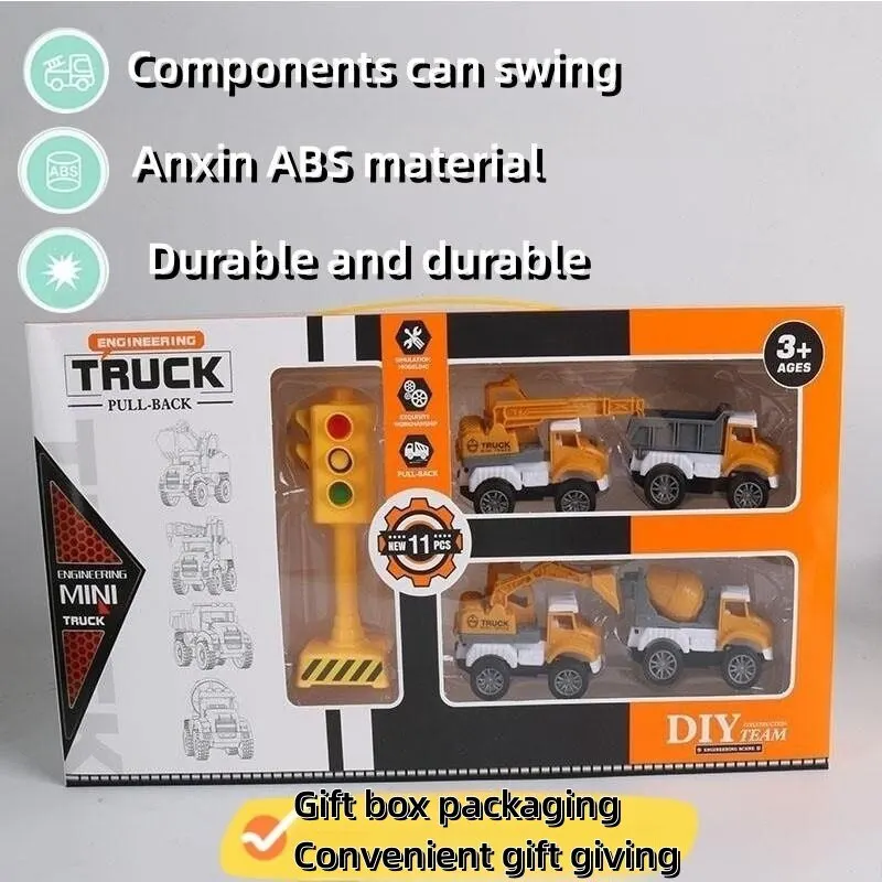 Simulation Model Pull-Back Engineering Vehicle City Builder Drop-Resistant Engineering Vehicle Set Gift Box Boy Gift Set