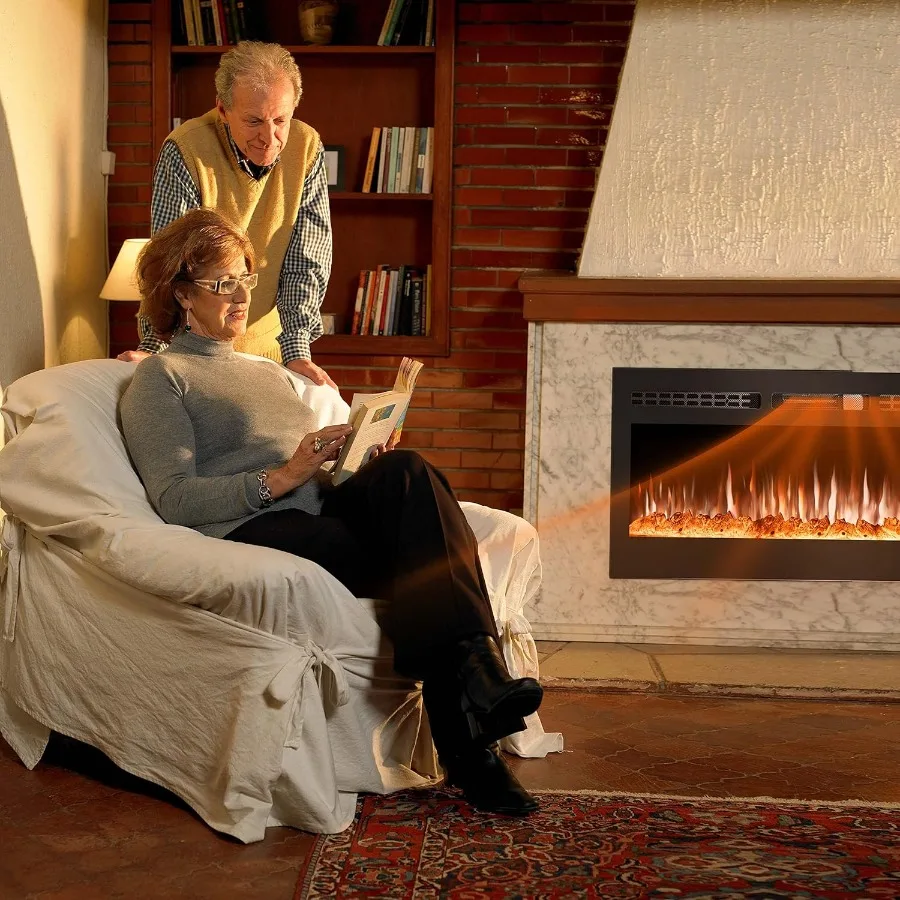 Inserto per camino elettrico da 36 pollici montato a parete con timer di controllo remoto a 12 colori di fiamma per un'atmosfera accogliente del soggiorno e Ener