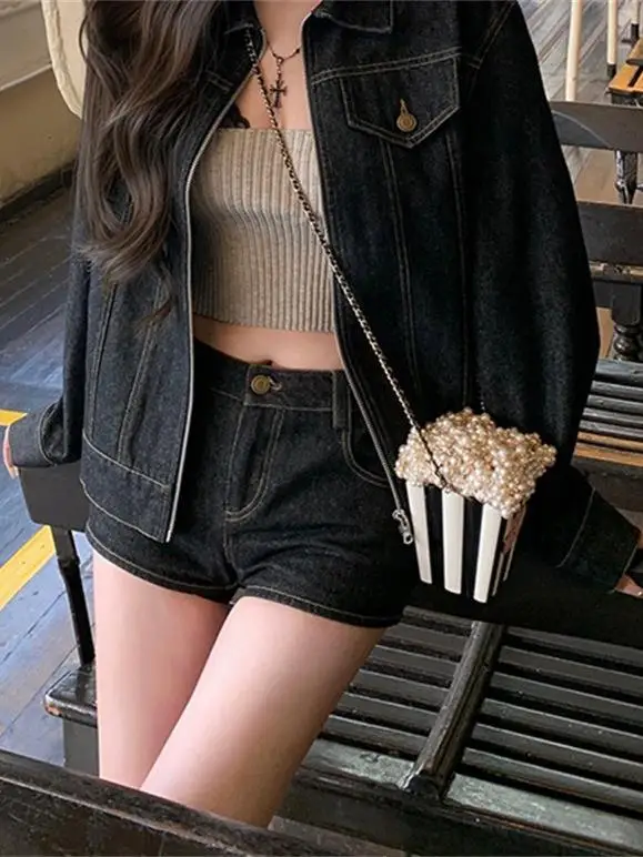 

Retro Casual Loose Fit Short Pants Slimming Long Legs Comfortable Versatile Sweet Cool Stylish Low Waist Commute Style