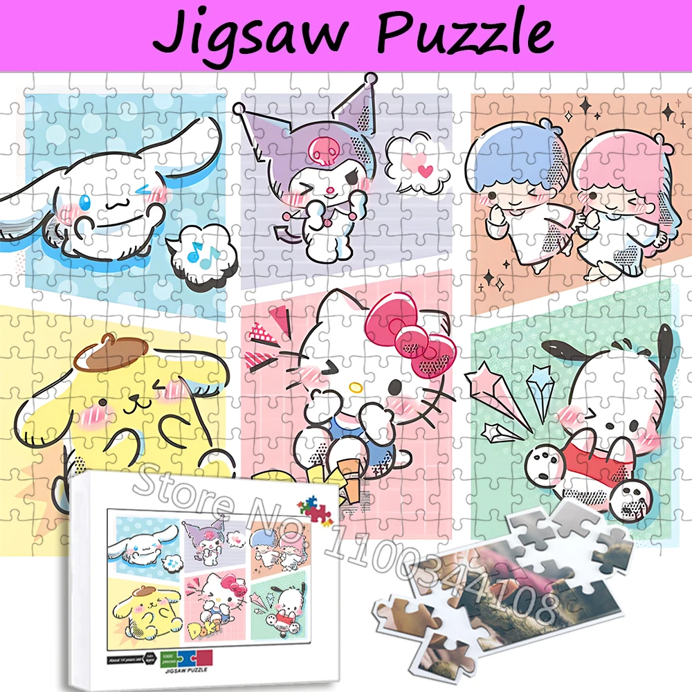 300/500/1000 Pieces Puzzles Jigsaw Sanrio Hello Kitty Little Twin Stars Sugarbunnies Kuromi Puzzle Adult Decompression Toys