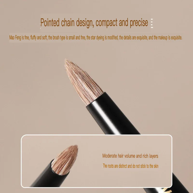 Brosse de maquillage pour fard à paupières, bois de santal T72, mélange de détails coniques, poils d'animaux, tête d'oeil, surbrillance